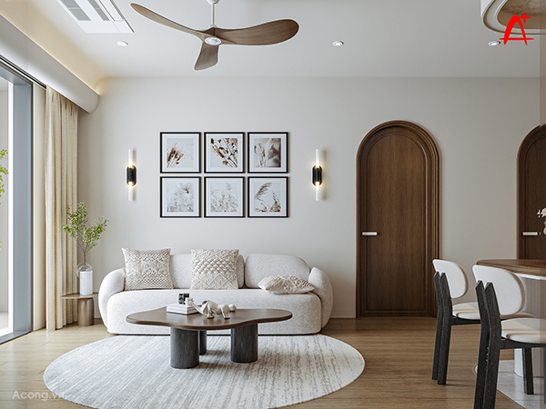 Đường cong bo tròn ở tường, trần, cửa, hay đồ nội thất giúp không gian bớt cứng nhắc, tạo cảm giác thư giãn.